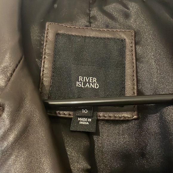River Island US 6 UK 10 Brown Leather Jacket - Picture 2 of 11